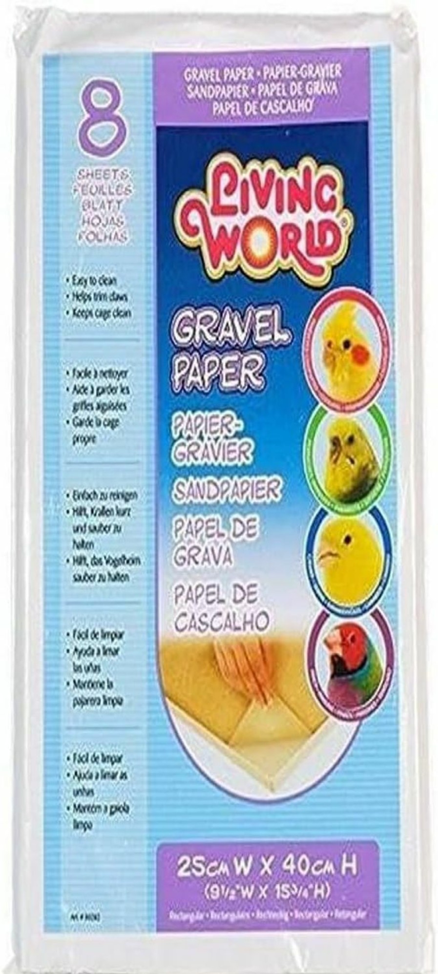 Pet Bird Hagen | Living World Gravel Paper 9-1/2 Inches X 15-3/4 Inches (8/Pack)