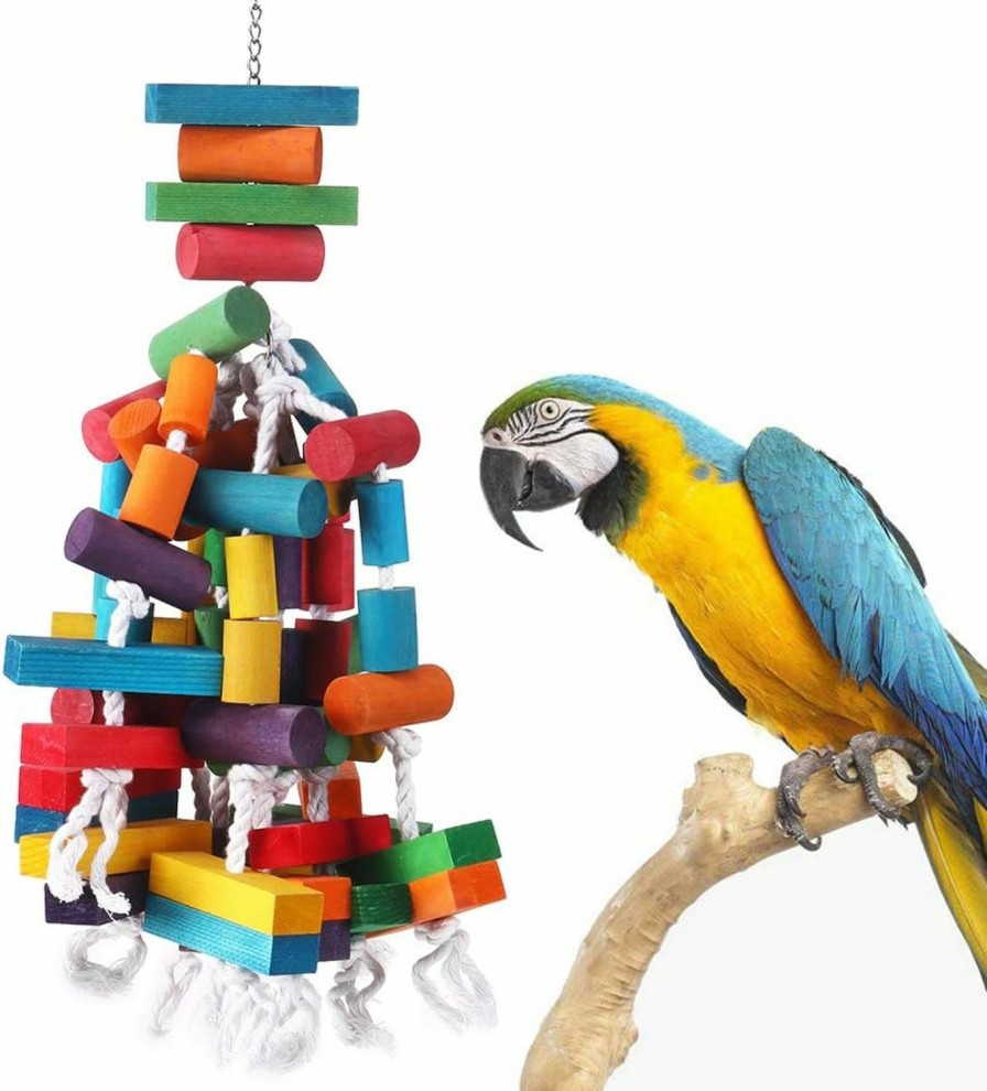 Pet Bird KINTOR | Bird Chewing Toy Large Medium Parrot Cage Bite Toys African Grey Macaws Cockatoos Eclectus Amazon (Apple-22Inch)