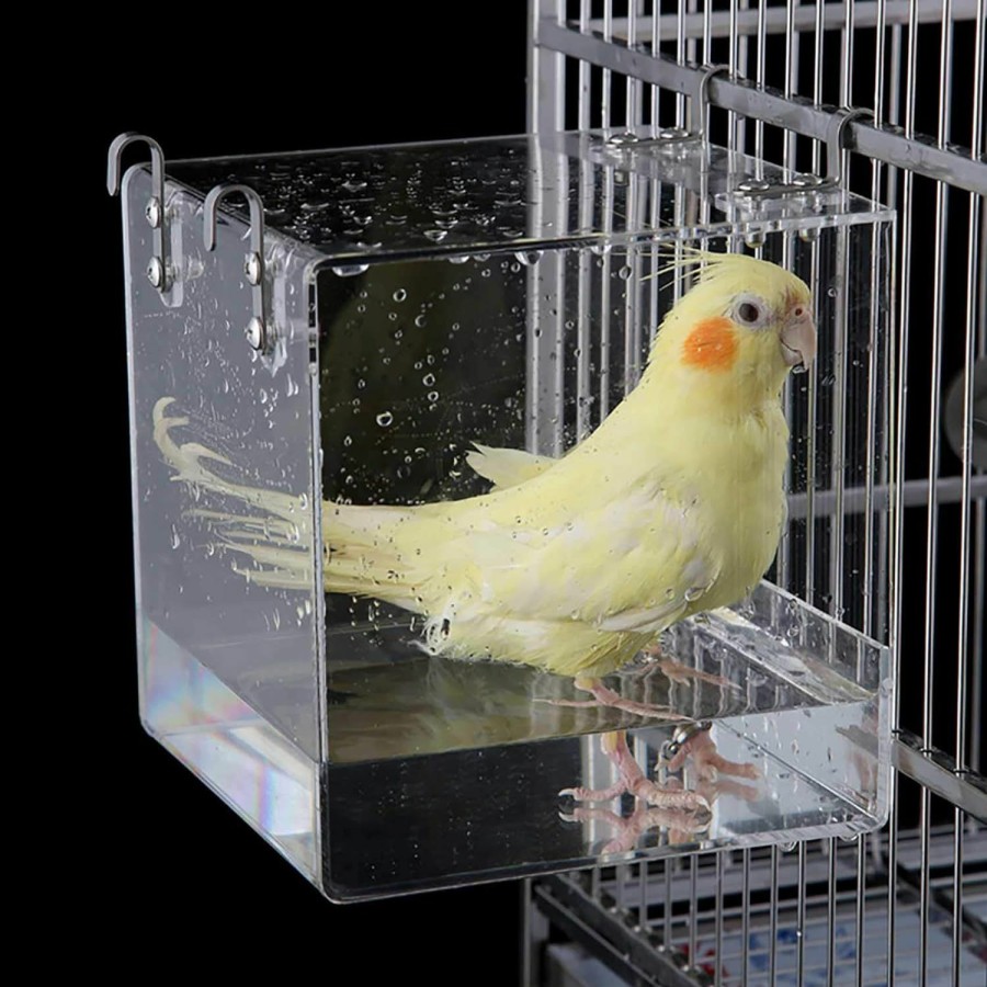 Pet Bird Suremita | Suremita Hanging Bird Bath Cube Bird Bathtub Bath Shower Box Bowl Cage Accessory For Small Bird Canary Budgerigar Parrots Crested Myna Cockatiel