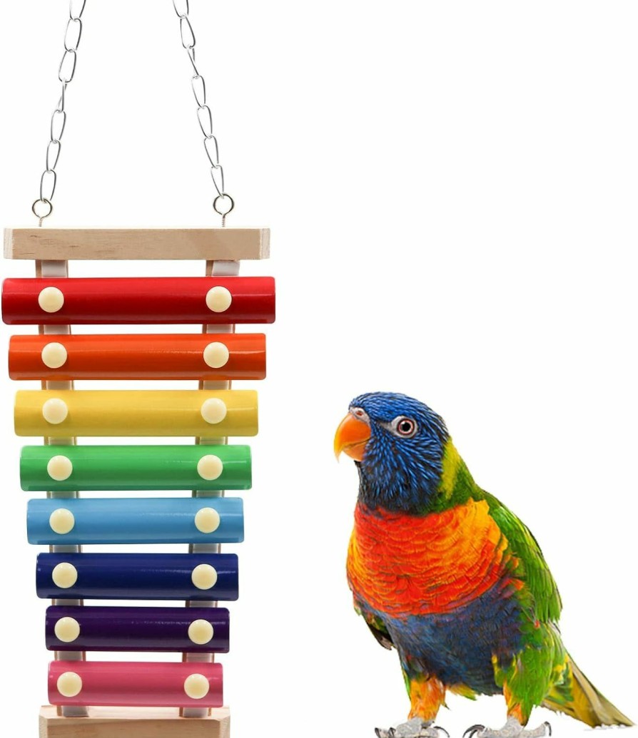 Pet Bird Dnoifne | Colorful Bird Xylophone Toy, Suspensible Funny Xylophone Toy With 8 Metal Keys, Bird Cage Toy Accessories For Chicken Bird Parrot Parrot Parakeet Budgies Love Birds