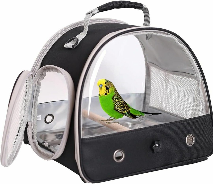 Pet Bird halinfer | Bird Travel Carrier, Portable Small Bird Parrot Parakeet Carrier With Standing Perch And Stainless Steel Tray, Side Access Window Collapsible